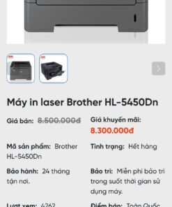 🖨️ Máy in Brother 5450DN cũ – Giải pháp in ấn tiết kiệm cho văn phòng